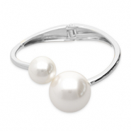 Metallarmb&auml;nder with Imitation Pearls Silver-white