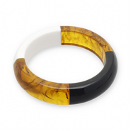 Armb&auml;nder Bangle aus Resin Transparent amber brown-white