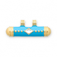 Message Beads Anh&auml;nger aus Stainless Steel - Rostfreiem Stahl Gold-blue-transparent
