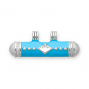 Message Beads Anh&auml;nger aus Stainless Steel - Rostfreiem Stahl Silver-blue-transparent