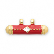 Message Beads Anh&auml;nger aus Stainless Steel - Rostfreiem Stahl Gold-red-transparent