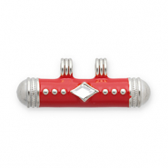 Message Beads Anh&auml;nger aus Stainless Steel - Rostfreiem Stahl Silver-red-transparent