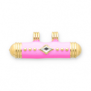 Message Beads Anh&auml;nger aus Stainless Steel - Rostfreiem Stahl Gold-pink-transparent