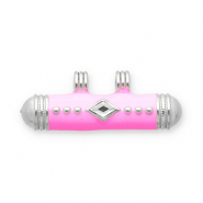 Message Beads Anh&auml;nger aus Stainless Steel - Rostfreiem Stahl Silver-pink-transparent
