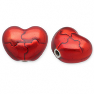 Perlen aus Stainless Steel - Rostfreiem Stahl Heart Silver-red
