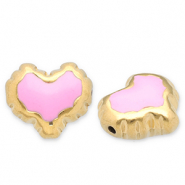 Perlen aus Stainless Steel - Rostfreiem Stahl Heart Gold-pink