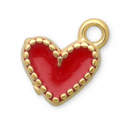 Anh&auml;nger aus Stainless Steel - Rostfreiem Stahl Heart Gold-red