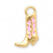 Anh&auml;nger aus Stainless Steel - Rostfreiem Stahl Cowboy Boot Gold-pink