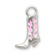 Anh&auml;nger aus Stainless Steel - Rostfreiem Stahl Cowboy Boot Silver-pink