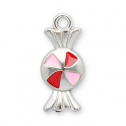 Anh&auml;nger aus Stainless Steel - Rostfreiem Stahl Candy Silver-red-pink