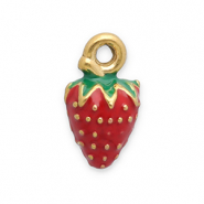Anh&auml;nger aus Stainless Steel - Rostfreiem Stahl Strawberry Gold-red-green