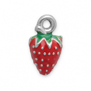 Anh&auml;nger aus Stainless Steel - Rostfreiem Stahl Strawberry Silver-red-green