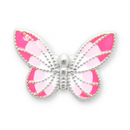 Perlen aus Stainless Steel - Rostfreiem Stahl Butterfly Silver-pink-white