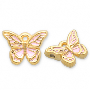 Anh&auml;nger aus Stainless Steel - Rostfreiem Stahl Butterfly Gold-light pink-white