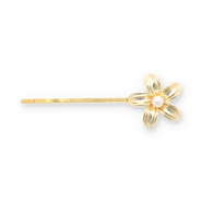 Haarschmuck Haarklammer Flower with Imitation Pearl Gold-white