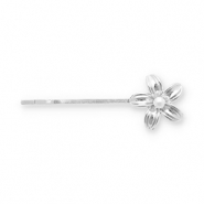 Haarschmuck Haarklammer Flower with Imitation Pearl Silver-white