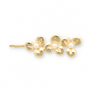 Haarschmuck Haarklammer Flowers with Imitation Pearls Gold-white