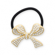 Haarschmuck Haargummi mit Metall Bow with Strass Gold-black-transparent