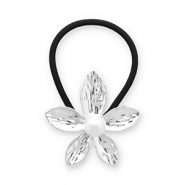Haarschmuck Haargummi mit Metall Flower with Imitation Pearl Silver-black-white