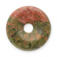 Anh&auml;nger Naturstein Achat Donut 16mm Red-olive green