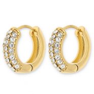 Stainless Steel - Rostfrei Stahl Ohrringe / Creolen with Strass Gold-transparent