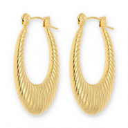 Stainless Steel - Rostfrei Stahl Ohrringe / Creolen Oval Gold