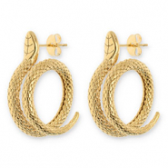 Stainless Steel - Rostfrei Stahl Ohrringe / Ohrstecker Snake Gold