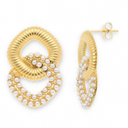 Stainless Steel - Rostfrei Stahl Ohrringe / Ohrstecker Gold-white