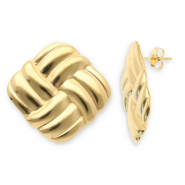 Stainless Steel - Rostfrei Stahl Ohrringe / Ohrstecker Square Gold