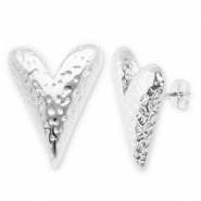 Stainless Steel - Rostfrei Stahl Ohrringe / Ohrstecker Heart Silver