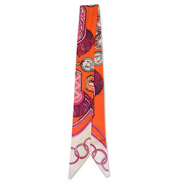 Bandana Schal with Pattern Orange-magenta-beige