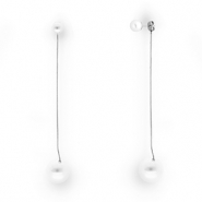 Stainless Steel - Rostfrei Stahl Ohrringe / Ohrstecker with Imitation Pearls Silver