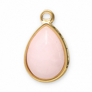 Anh&auml;nger aus Stainless Steel - Rostfreiem Stahl Naturstein Drop Gold-pink