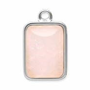 Anh&auml;nger aus Stainless Steel - Rostfreiem Stahl Naturstein Rectangle Silver-pink