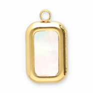 Anh&auml;nger aus Stainless Steel - Rostfreiem Stahl Muschel Rectangle Gold-white