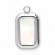 Anh&auml;nger aus Stainless Steel - Rostfreiem Stahl Muschel Rectangle Silver-white