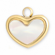 Anh&auml;nger aus Stainless Steel - Rostfreiem Stahl Muschel Heart Gold-white