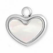 Anh&auml;nger aus Stainless Steel - Rostfreiem Stahl Muschel Heart Silver-white