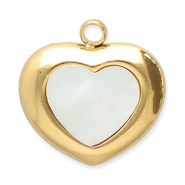 Anh&auml;nger aus Stainless Steel - Rostfreiem Stahl Muschel Heart Gold-white