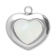 Anh&auml;nger aus Stainless Steel - Rostfreiem Stahl Muschel Heart Silver-white