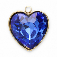 Anh&auml;nger aus Stainless Steel - Rostfreiem Stahl Facet Heart Gold-dark blue