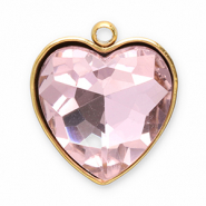 Anh&auml;nger aus Stainless Steel - Rostfreiem Stahl Facet Heart Gold-pink