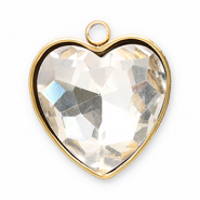 Anh&auml;nger aus Stainless Steel - Rostfreiem Stahl Facet Heart Gold-crystal