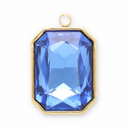 Anh&auml;nger aus Stainless Steel - Rostfreiem Stahl Facet Rectangle Gold-dark blue