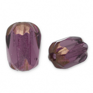 Tschechische Perlen FPB Oval 6x4mm Amethyst-bronze