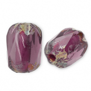 Tschechische Perlen FPB Oval 6x4mm Amethyst-dark travertin