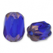 Tschechische Perlen FPB Oval 6x4mm Dark sapphire-bronze