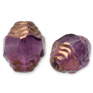 Tschechische Perlen FPB Oval 7x6mm Amethyst-bronze
