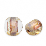 Tschechische Perlen FPB Round 6mm Crystal-dark travertin