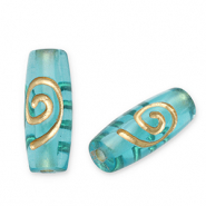 Perlen aus Acryl Tube Teal blue-gold